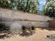 A cozy backyard space with mature landscaping and a block wall at 9165 Beauchamp Ave, Las Vegas, NV 89148