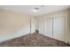 This bedroom features a sliding door closet, neutral paint, one window, and carpet flooring at 1804 David Ave, Las Vegas, NV 89101
