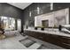 This primary bath includes dual sinks, a soaking tub, and modern finishes throughout at 387 Solitude Peak Ln, Henderson, NV 89012