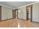 Bright bedroom features stylish trim, wood floors, and closet space at 4272 Sheppard Dr, Las Vegas, NV 89121