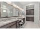 Bathroom featuring double sinks, lots of natural light, and a walk-in shower at 6315 Carol Butte Ct, Las Vegas, NV 89141