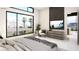 Modern bedroom with a large window, neutral decor, and mountain views at 645 Dragon Peak Dr, Henderson, NV 89012