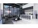 Modern flex room featuring a living space, kitchen area, large windows, and stunning views at 645 Dragon Peak Dr, Henderson, NV 89012