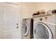 Laundry room with high efficiency washer and dryer at 703 Jane Eyre Pl, Henderson, NV 89002