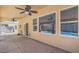 Back patio with pool and view of outdoor entertaining area at 7619 Comanche Canyon Ave, Las Vegas, NV 89113