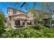 Spacious backyard with artificial turf, patio, tiki umbrellas, and charming swing at 7818 Brodie Castle Ct, Las Vegas, NV 89166