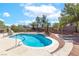 Inviting backyard pool surrounded by lush landscaping and a serene patio area at 786 Craigmark Ct, Henderson, NV 89002