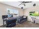 Bedroom with an inviting space, ceiling fan and modern technology at 824 Antigua St, Las Vegas, NV 89145