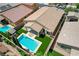 Aerial view of the property showcasing the backyard pool and covered patio at 83 Buckthorn Ridge Ct, Las Vegas, NV 89183