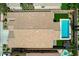Aerial view of the property showing the pool, spa, and surrounding neighborhood at 83 Buckthorn Ridge Ct, Las Vegas, NV 89183
