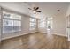 Bright living room showcasing hardwood floors and modern architectural details at 9220 Pitching Wedge Dr, Las Vegas, NV 89134