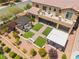Aerial view featuring backyard, pool, patios, landscaping, fire pit, and outdoor seating areas at , Las Vegas, NV 89149