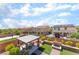 Aerial view of backyard featuring pool, fire pit, and outdoor seating at , Las Vegas, NV 89149