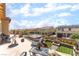 Balcony view of landscaped backyard, fire pit, and swimming pool at , Las Vegas, NV 89149