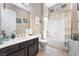 Full bathroom with a shower-tub combo, a single sink, and white tiled flooring at , Las Vegas, NV 89149