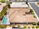 Aerial view of this home features a private backyard with a refreshing sparkling pool at 10331 Rio De Thule Ln, Las Vegas, NV 89135
