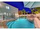 Stunning backyard pool with waterfall feature, lush landscaping, and lounge area for relaxation at 1717 Jake Andrew Ave, North Las Vegas, NV 89086