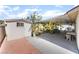 Backyard features an open patio area with a storage shed and lots of open space at 1723 Candice St, Las Vegas, NV 89156
