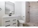 Modern bathroom with sleek vanity, black fixtures, and tiled shower at 2112 Los Altos St, Las Vegas, NV 89102