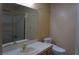 Neutral colored bathroom featuring a shower and single sink at 2851 S Valley View Blvd # 1134, Las Vegas, NV 89102