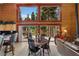 Cozy interior featuring log walls, wood floors, and kitchen with a bar, perfect for gatherings at 401 Alpine Way, Mount Charleston, NV 89124