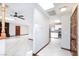 Open-concept living area with skylights, fireplace, and seamless access to the kitchen at 1050 Morgan Ln, Pahrump, NV 89060