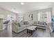 Open floor plan featuring a spacious living area with modern furnishings and seamless flow to the kitchen at 3538 Canter Dr, North Las Vegas, NV 89032