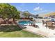 Enjoy the lovely outdoor space with patio, landscaping, and cozy pool area at 4435 Peaceful Harbor St, Las Vegas, NV 89129