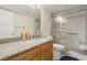 Renovated bathroom with granite counters and walk-in shower at 2845 Loveland Dr # 3615, Las Vegas, NV 89109