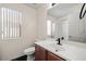 Bathroom with modern fixtures, vanity and a shower-tub combination at 3597 Cherbourg Ave, Las Vegas, NV 89141