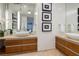 Bathroom with dual sinks, stone countertops, and modern fixtures at 3722 Las Vegas Blvd # 2512 E, Las Vegas, NV 89158