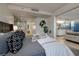 Bedroom with a large bed, modern decor, sliding glass doors and city views at 3722 Las Vegas Blvd # 2512 E, Las Vegas, NV 89158