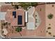 Aerial view showcases the property's roof, desert landscaping, basketball court, and overall lot layout at 4021 Mountain Trek St, Las Vegas, NV 89129