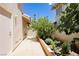 Private backyard area featuring lovely plants and block-wall perimeter with access door at 8875 Tidal Bay Dr, Las Vegas, NV 89117