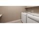 Clean laundry room equipped with modern appliances and a convenient overhead shelf at 10349 Bressana Dr, Las Vegas, NV 89135