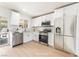 Modern kitchen with stainless steel appliances, white cabinetry, and marble countertops at 1700 Sweeney Ave, Las Vegas, NV 89104