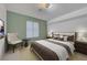 Bedroom featuring designer colors, carpeted floors, and updated furniture at 1705 Westwind Rd, Las Vegas, NV 89146