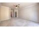 Bedroom featuring carpet flooring, ceiling fan, crown molding, and neutral colored walls at 1869 Desert Forest Way, Henderson, NV 89012