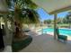 Backyard pool and spa with a nice view of the lush green golf course at 3142 Bel Air Dr, Las Vegas, NV 89109