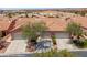 Aerial view of the homes highlighting the terracotta rooftops, desert landscaping, and well-manicured lawns at 731 Appletree Ln, Mesquite, NV 89027