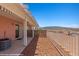Covered patio with desert views, AC unit, and sliding glass door for easy indoor/outdoor living at 731 Appletree Ln, Mesquite, NV 89027