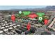 Stunning aerial view of a Primary-planned community featuring lush landscaping and convenient access to amenities at 8436 Noir Ave, Las Vegas, NV 89129