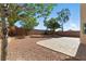 Private backyard featuring gravel, palm trees, and a stone-paved patio at 9004 Harbor Wind Ave, Las Vegas, NV 89178