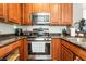 Updated kitchen boasts stainless steel appliances, granite countertops, and ample cabinet space at 9112 Picturesque Ave, Las Vegas, NV 89149