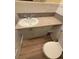 Bathroom featuring a vanity with granite countertop and storage beneath the sink, complemented by a toilet at 2655 Aracatuba Ave, Las Vegas, NV 89121