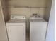 Bright laundry room with standard-sized washer and dryer, and shelf overhead for storage at 3550 Bay Sands Dr # 2070, Laughlin, NV 89029