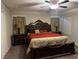 Bedroom features a decorative bed with accent lighting and ceiling fan for a luxurious experience at 4337 Stardusk Falls Ave, North Las Vegas, NV 89084