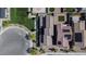 Bird's eye view of neighborhood with houses that have solar panels on the roof at 4376 Latitude Valley Ct, North Las Vegas, NV 89084