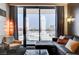 Cozy living room area with comfortable seating and a stunning view of the Palms Casino Resort at 4381 W Flamingo Rd # 1512, Las Vegas, NV 89103