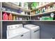 This laundry room features new machines, shelving and storage space at 6924 Senton Ave, Las Vegas, NV 89108